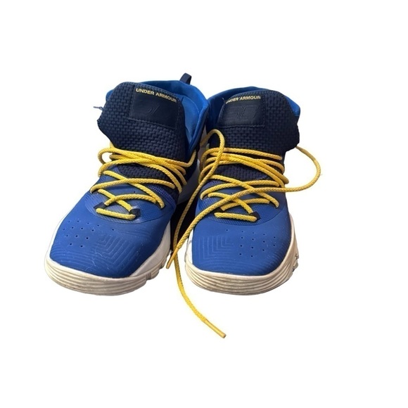 Stephen Curry’s Andre Armour 3ZERO 2 Royal blue yellow/white basketball shoes - Picture 4 of 7